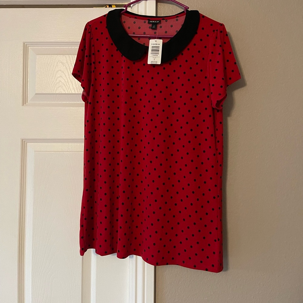 Torrid, red and black Polk a dot size 0 blouse